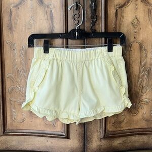 J.Crew Crewcuts Girls Pale Yellow Ruffle Elastic Waist Pockets Kids Shorts 10